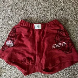 Red sweat shorts